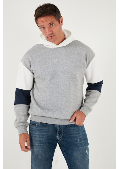 Buratti Pamuklu Relaxed Fit Kapüşonlu Içi Tüylü Yumuşak Şardonlu Erkek Sweat 5905299 Gri Melanj