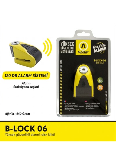 Auvray Block 06 Alarmlı Disk Kilidi 6mm 120 Desibel Motosikletiniz İçin