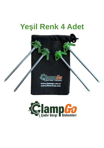 Clampgo Sert Zemin Çadır-tente-tarp Kazığı 8 Mm Kalınlığında 21 Cm Uzunluğunda 4 Adet Yeşil