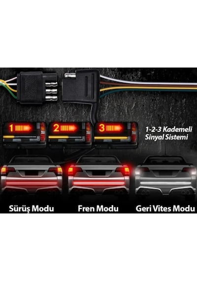 5 Modlu150cm Selamlamalı Bagaj Altı Kayar Fren Sinyalli Esnek Led