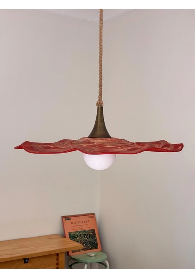 El yapımı kil sarkıt avize 60 cm - Wabi Sabi Terracotta - G9 Led aydınlatma