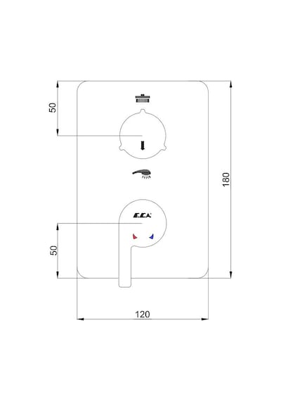 Eca Icon Ankastre Duş Banyo Bataryası Sıva Üstü 2 Yollu 102167201H-KDE Krom