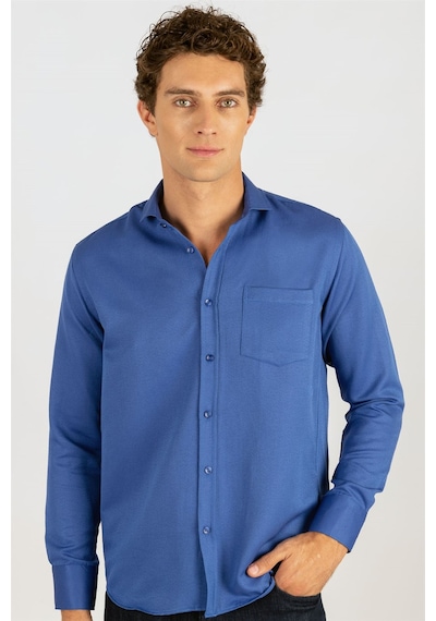 Tudors Klasik Fit Desenli Erkek Gömlek-25045 Saks