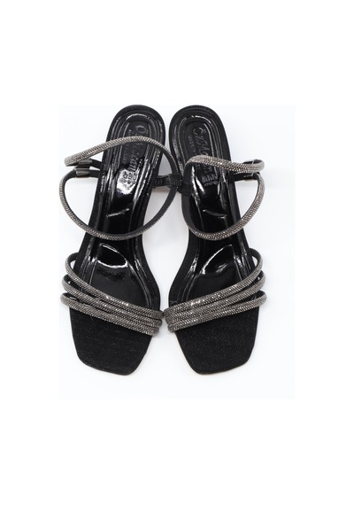 Nesil Shoes Özma 6474 Siyah Simli Kadın Sandalet