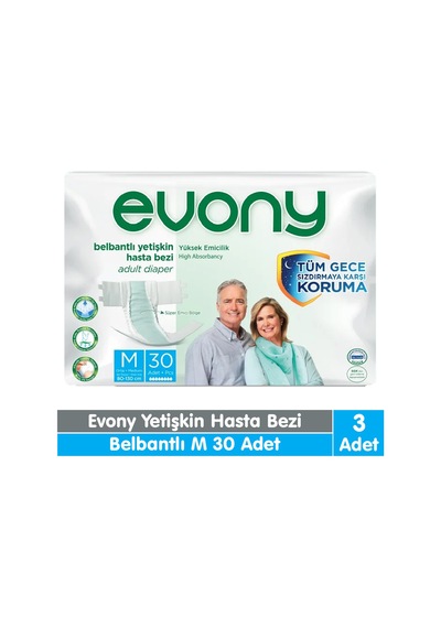 Evony Belbantlı Yetişkin Hasta Bezi M Beden 30x3 90 Adet