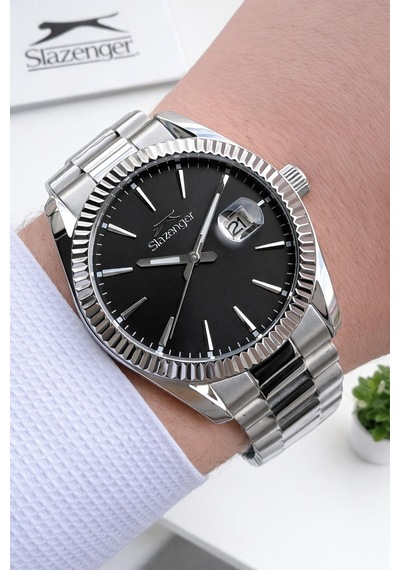 Slazenger İtalyan Tasarım Bileklik Hediyeli 2 Yıl Garantili 10 Atm Çelik Erkek Kol Saat Esl2583e350 Gri