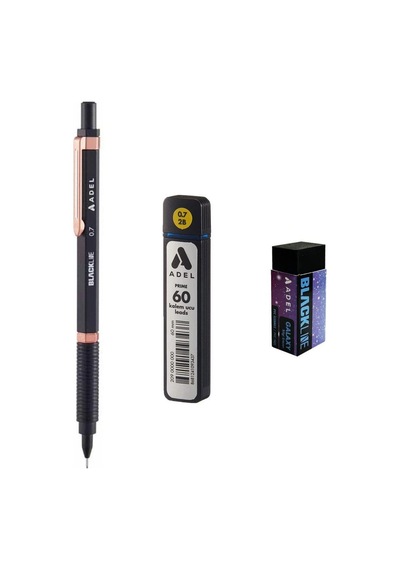 Adel Blackline Metal Gövdeli Versatil Kalem 0.7 Mm Siyah-rose + Prıme 0,7 Uç 60'lı + Silgi