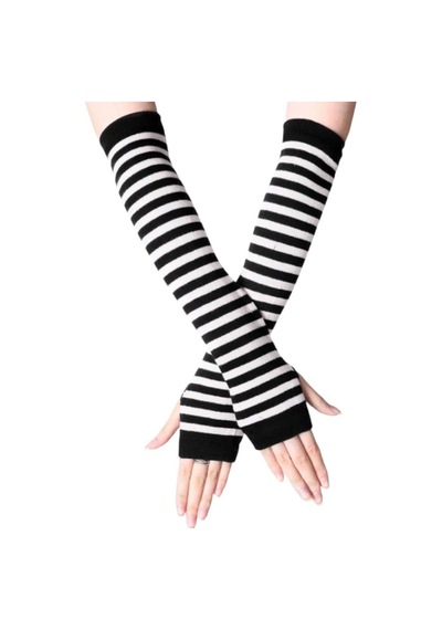 Tezzgelsin Unisex Ikili Tek Parmak Punk Kolluk Eldiven Siyah - Beyaz