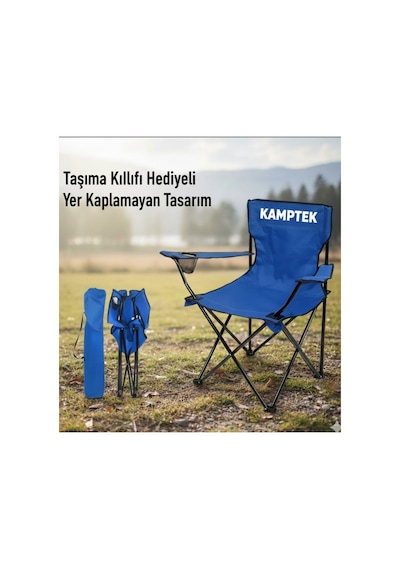Kamptek Katlanabilir Doğa Pikinik Katlanabilir Sandalye Karavan Ve Kamp Sandalyesi Mavi Lacivert