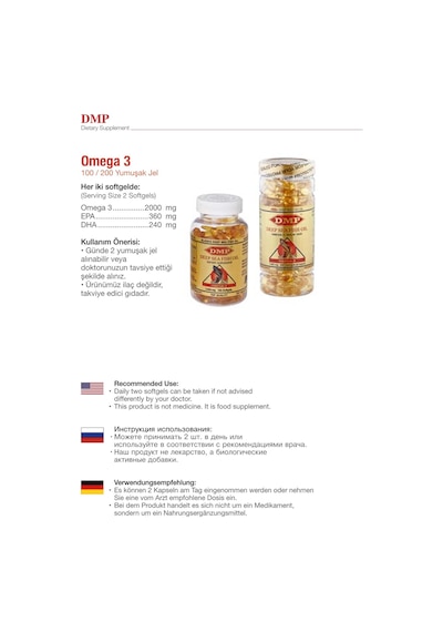 Dmp Omega 3 Balık Yağı 1000 Mg 200 Softgel Hap Kutusu