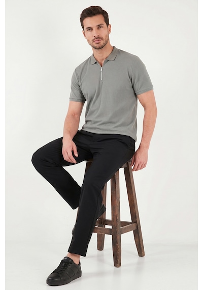 Buratti Pamuklu Regular Fit Fermuarlı Erkek Polo Yaka T Shirt 5902738 Açık Haki