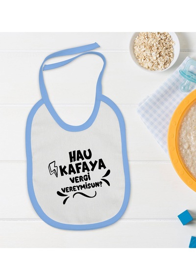 BK Kids Hau Kafaya Tasarımlı Mavi Bebek Mama Önlüğü-1