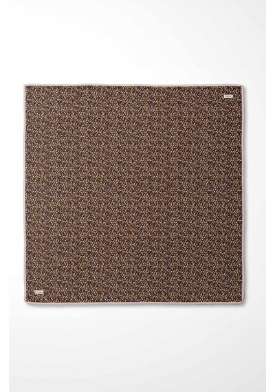 Levidor Mini Yazı Detayi Twill İpek Eşarp-0926 Kahve