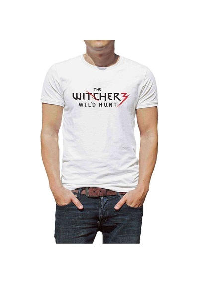 The Witcher Logo Baskılı Beyaz Erkek Tshirt