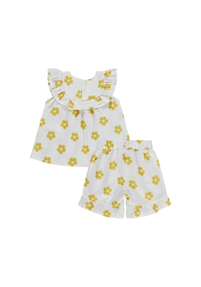 Civil Baby Çiçek Empirme Fırfırlı 6-18 Ay Takım - Hardal Soft Hardal