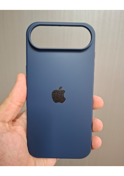 Apple Uyumlu iPhone 17 Air Logolu İçi Kadife Silikon Lansman Kılıf Lacivert