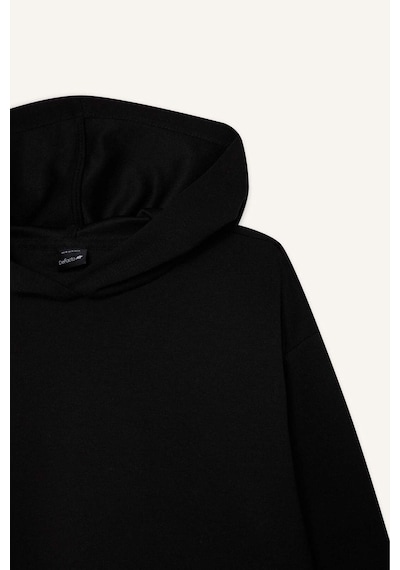 DeFactoFit Standart Fit Kapüşonlu Skuba Dalgıç Kumaş Sporcu Basic Düz Sweatshirt A5626AX25SPBK81
