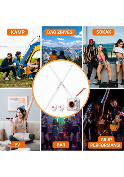 Gamsing Taşınabilir Sanal Hava Baterisi Air Drum Set - Dahili Hoparlörlü & Led Işıklı Elektronik Davul Bageti