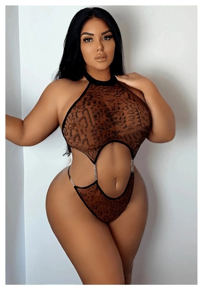 Dmrtart Leopar Desenli Büyük Beden Babydoll Siyah-leopar