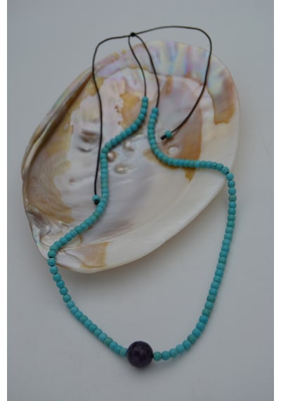 Stoneage Jewellery Lapis Lazuli Ve Turkuaz Doğal Taşlı  Kolye Gümüş