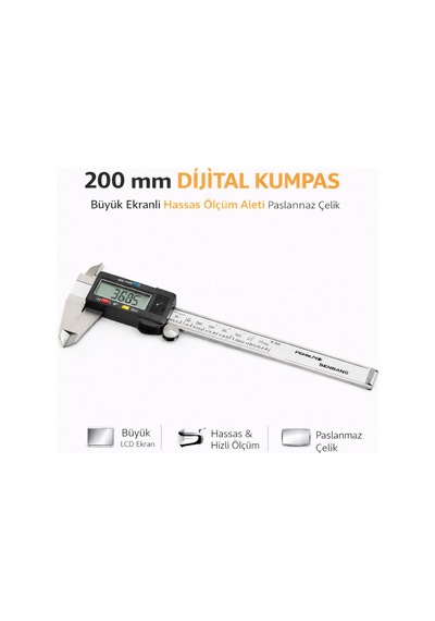 Senbang 200 Mm Dijital Kumpas Büyük Lcd Ekranlı Hassas Ölçüm Aleti Paslanmaz Çelik