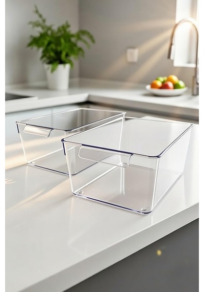 2 Li Set Xx-large Şeffaf Buzdolabı Düzenleyici Saklama Kutusu Sebze Meyve Organizer