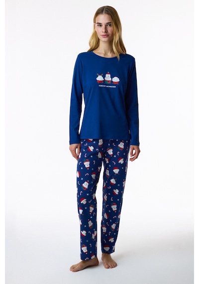 Penti Lacivert Joyful Cupcakes Noel Desenli Uzun Kollu Pantolon Pijama Takımı