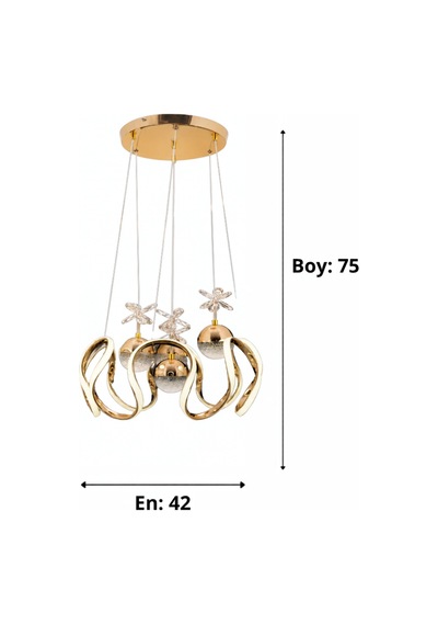 Helejon 6lı Büyük Modern Ledli Avize 3 Renk Power Ledli Gold Kaplama Kumandalı Yatak Odası Salon Mutfak