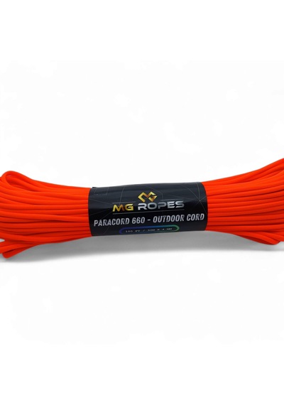 Polyester Paracord İp 4 Mm Neon Turuncu Renk 30 Metre