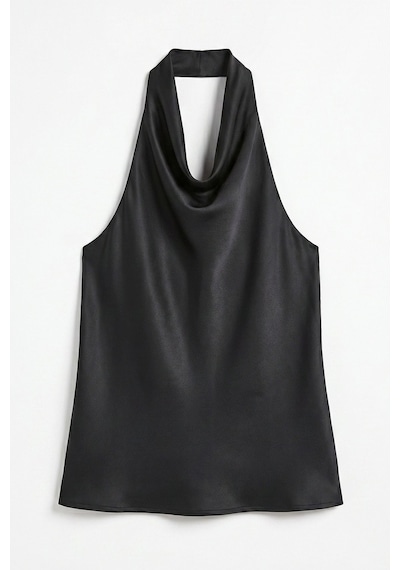 Hiccup Saten Halter Top Siyah