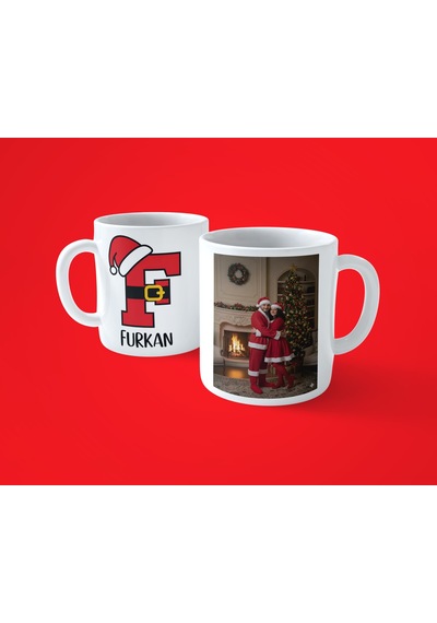 Yeni Yıla Özel F Harfli İsimli Noel Konseptli Fotoğraflı Kupa Bardak 07 Beyaz