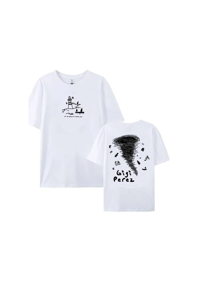 Startmore Beyaz Gigi Perez Twister Siyah Lp Sahilde, Her Hayatta Grafik Leri Unisex Sokak K Beyaz