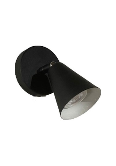Rsylight Metal Mafsallı Siyah Spot 180 Derece Armatür Aplik Beyaz Led Ampullü Beyaz