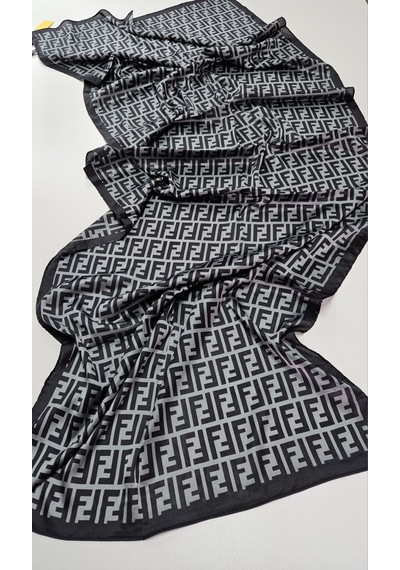 Miorel Scarfs F Desen İthal Vual İpek Şal Aksesuar Fular Silk Scarfs Shawl Hijab Gri