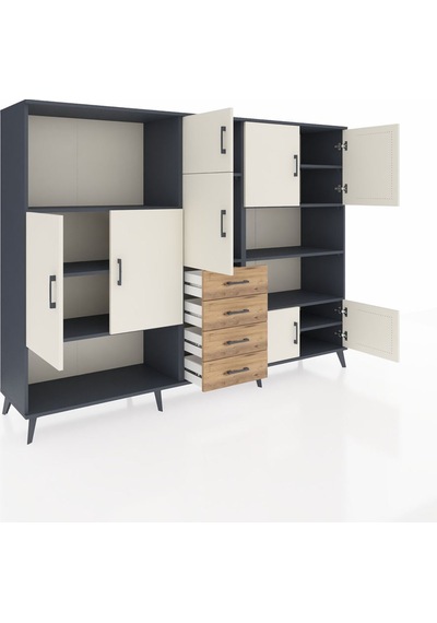 Hyperion Dolap 9 Raflı 4 Çekmeceli 8 Kapaklı 220x44x163 Antrasit- Antrasit-aytaşı/çam Hyperion Dolap 9 Raflı 4 Çekmeceli 8 Kapaklı 220x44x163 Antrasit- Antrasit-aytaşı/çam