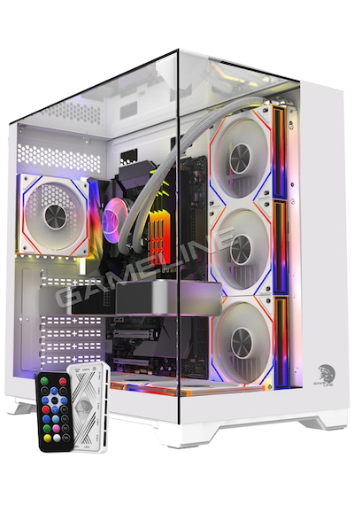 Gameline Carısma 7x Argb Kumandalı Fan Topglass Usb 3.0 Gaming Bilgisayar Kasası Beyaz