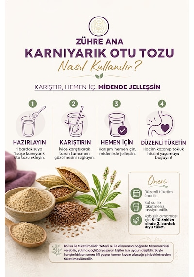 Karnıyarık Otu Psyllium Tozu 30 Saşe X 5 Gr