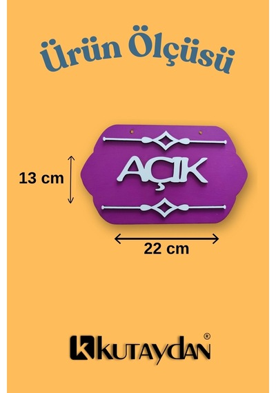Mor Ahşap Açık/kapalı Tabelası - Akrilik Boyalı Özel Tasarım