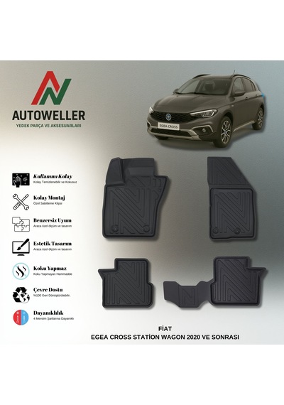 Fiat Egea Cross 2020 Sonrası Uyumlu Havuzlu Oto Paspas Station Wagon