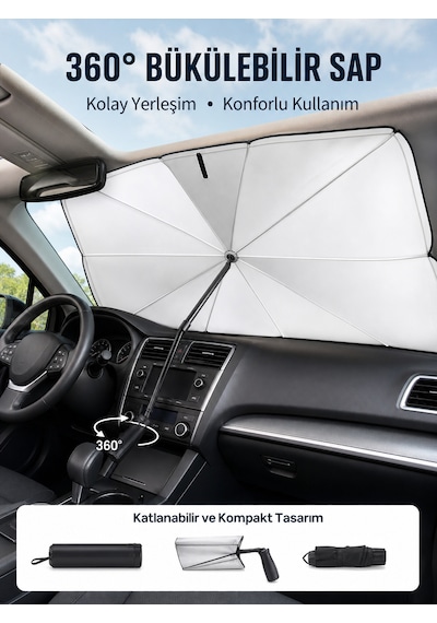Pratik Ön Cam Güneşliği Geniş Kapsama Alanı, Kolay Saklama Yeni Nesil