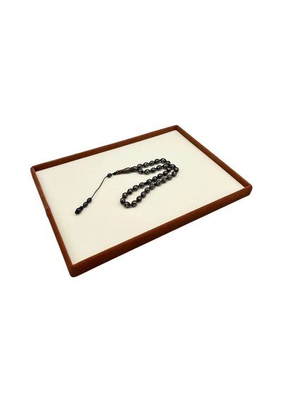 Süet Kumaş Krem-kahve Renk 34/24 Cm Takı Servis Sunum Tablası Çok Renkli