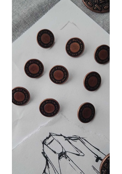 Antı Bakır Metal Düğme 15 Mm 9 Adet