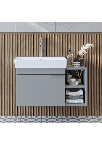 Likya Tek Kapaklı Açık Raflı Lavabolu 82 Cm Banyo Dolabı Alt, Lavabolu Alt Banyo Dolabı Kül Gri Likya Tek Kapaklı Açık Raflı Lavabolu 82 Cm Banyo Dolabı Alt, Lavabolu Alt Banyo Dolabı Kül Gri