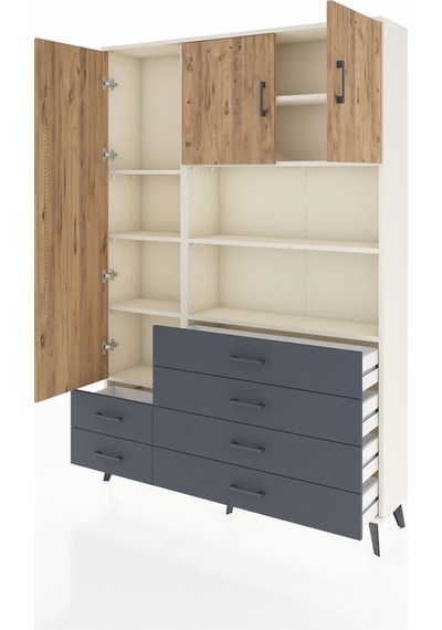 Arges Dolap 8 Raflı 6 Çekmeceli 3 Kapaklı 132x30x195 Aytaşı-çam/antrasit Atlas Çam/antrasıt Arges Dolap 8 Raflı 6 Çekmeceli 3 Kapaklı 132x30x195 Aytaşı-çam/antrasit Atlas Çam/antrasıt