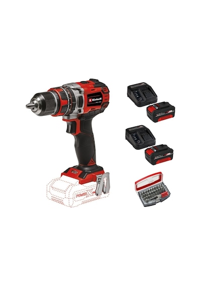 Einhell TP-CD 18/50 Li-ı Bl Solo Akülü Vidalama Seti + 2 X 4 Ah Starter Kit + Kwb 32 Parça Bits Uç