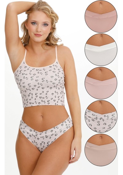 Sensu Kadın Çapraz Bel Lazer Kesim 5'li Slip Kts4030 Model-2 Model2