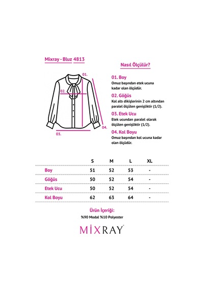 Mixray 4813 Kadın Volanlı V Yaka Bluz Taş Taş