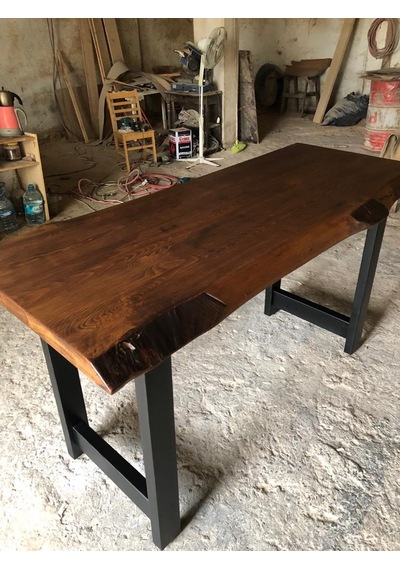 Bintaşmobilya Ceviz Rengi Gürgen Ağacı Bar Masası 180X70.Cm
