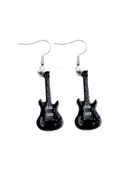 Herşey Nota Siyah Gitar Küpe Çok Renkli