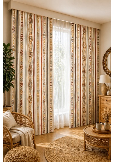 2 Adet 140x260 Cm Ölçüsünde Şık Dekoratif Fon Perde Koleksiyon Vizon